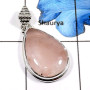 Rose Quartz C - FSP947-Big Natural Rose Quartz Gemstone Wholesale Pendants 925 Sterling Silver