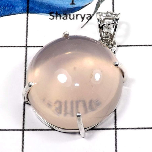 Rose Quartz D - FSP947-Big Natural Rose Quartz Gemstone Wholesale Pendants 925 Sterling Silver