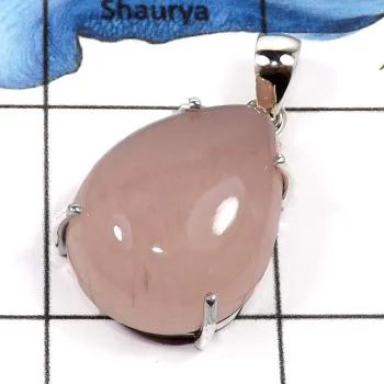 Rose Quartz G - FSP947-Big Natural Rose Quartz Gemstone Wholesale Pendants 925 Sterling Silver Rose Quartz G - FSP947-Big Natural Rose Quartz Gemstone Wholesale Pendants 925 Sterling Silver