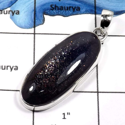 Iolite Sunstone B - FSP946-Eye Catching Iolite SunStone Wholesale Huge Pendants 925 Sterling Silver