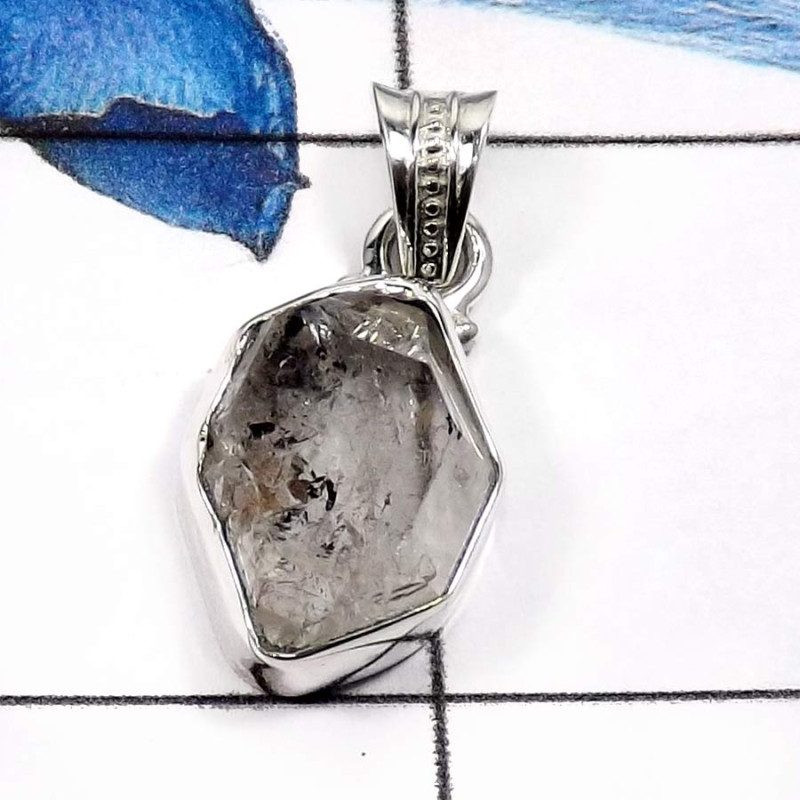 Herkimer Diamond B - ISP580-Factory Wholesale Herkimer Diamond Palin Setting Pendants 925 Sterling Silver Herkimer Diamond B - ISP580-Factory Wholesale Herkimer Diamond Palin Setting Pendants 925 Sterling Silver