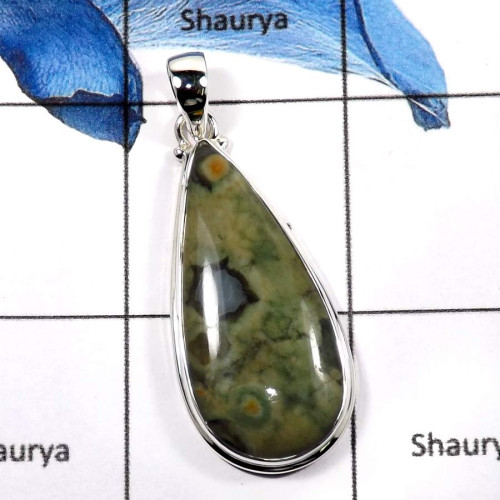 Rhyolite A - ISP578-Eye Catching Colorful Gemstones Large Chunky Pendants 925 Sterling Silver