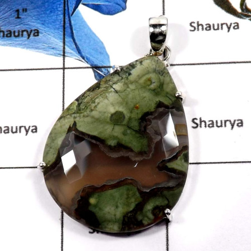 Rhyolite Cut D - ISP578-Eye Catching Colorful Gemstones Large Chunky Pendants 925 Sterling Silver