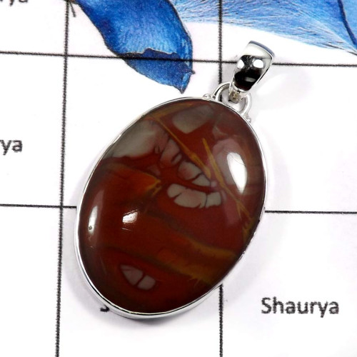Noreena Jasper O - ISP578-Eye Catching Colorful Gemstones Large Chunky Pendants 925 Sterling Silver