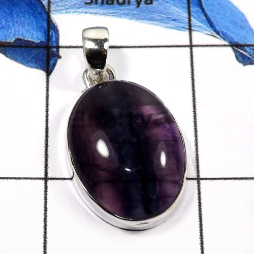 Fluorite B - ISP577-Fabulous Party Wear Handmade Chunky Pendants 925 Sterling Silver
