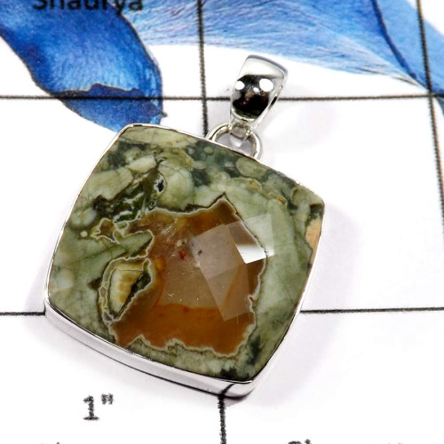 Rhyolite C - ISP577-Fabulous Party Wear Handmade Chunky Pendants 925 Sterling Silver