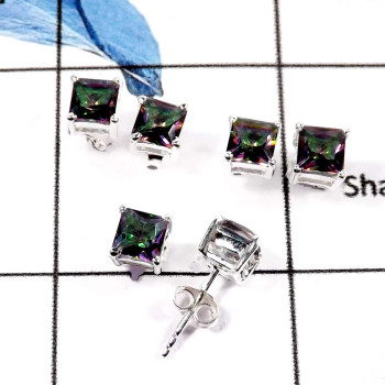 Mystic Quartz D - SSE846-Beautiful Faceted Cut Wholesale Lot Stud Earrings 925 Sterling Silver