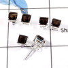 Smokey Quartz Cut E - SSE846-Beautiful Faceted Cut Wholesale Lot Stud Earrings 925 Sterling Silver