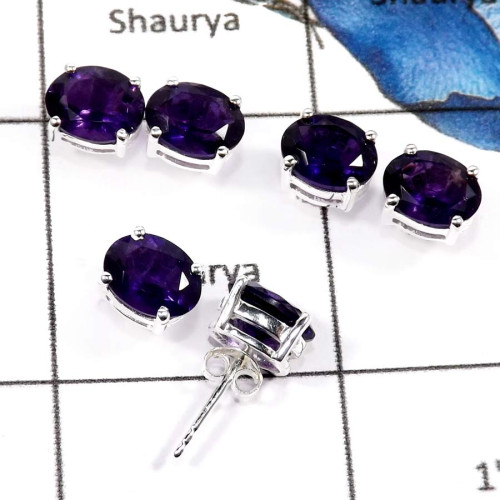 3 Pairs Amethyst Cut A - SSE845-7x9 Oval 3 Pairs Exclusive Colorful Gemstone Handmade Stud Earrings 925 Sterling Silver 3 Pairs Amethyst Cut A - SSE845-7x9 Oval 3 Pairs Exclusive Colorful Gemstone Handmade Stud Earrings 925 Sterling Silver