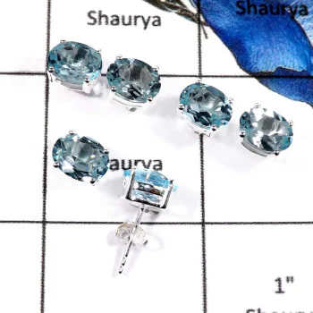 3 Pairs Blue Topaz B - SSE845-7x9 Oval 3 Pairs Exclusive Colorful Gemstone Handmade Stud Earrings 925 Sterling Silver 3 Pairs Blue Topaz B - SSE845-7x9 Oval 3 Pairs Exclusive Colorful Gemstone Handmade Stud Earrings 925 Sterling Silver