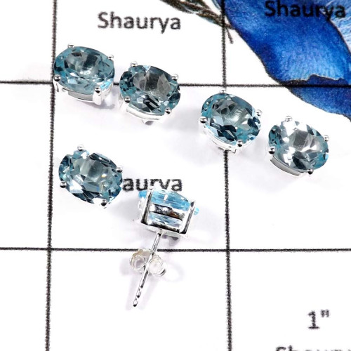 3 Pairs Blue Topaz B - SSE845-7x9 Oval 3 Pairs Exclusive Colorful Gemstone Handmade Stud Earrings 925 Sterling Silver 3 Pairs Blue Topaz B - SSE845-7x9 Oval 3 Pairs Exclusive Colorful Gemstone Handmade Stud Earrings 925 Sterling Silver