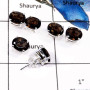 3 Pairs Smokey Quartz Cut D - SSE845-7x9 Oval 3 Pairs Exclusive Colorful Gemstone Handmade Stud Earrings 925 Sterling Silver