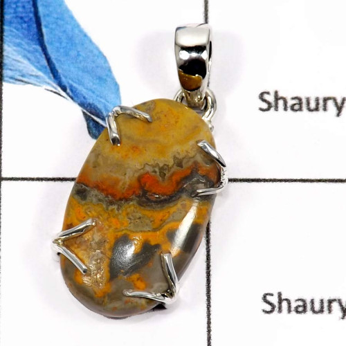 Bumble Bee B - ISP574-925 Sterling Silver Bumble Bee Jasper Plain Setting Wholesale Pendants 925 Sterling Silver