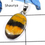 Bumble Bee C - ISP574-925 Sterling Silver Bumble Bee Jasper Plain Setting Wholesale Pendants 925 Sterling Silver