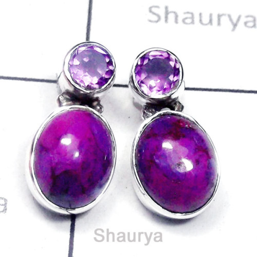 Purple Turquoise E - SSE993-Small Size Exclusive Silver Stud Earring Purple Turquoise E - SSE993-Small Size Exclusive Silver Stud Earring