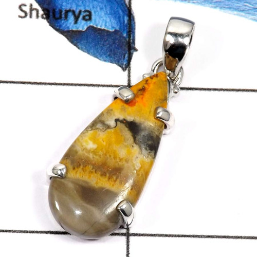Bumble Bee C - ISP570-Natural Gemstone Bumble Bee Wholesale Pendants 925 Sterling Silver
