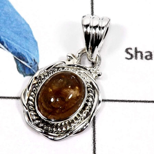 Golden Rutile K - ISP564-Exclusive Golden Rutile Gemstone Handmade Designer Pendants 925 Sterling Silver