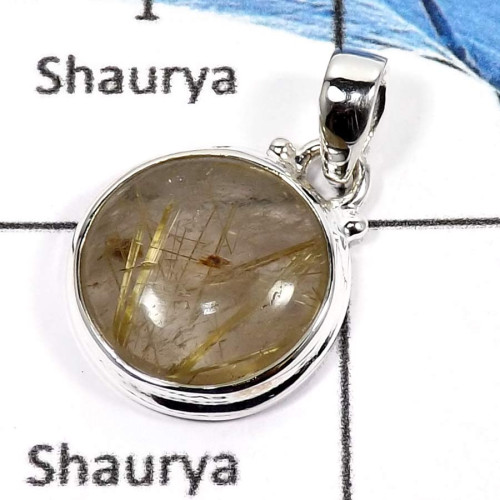 Golden Rutile L - ISP564-Exclusive Golden Rutile Gemstone Handmade Designer Pendants 925 Sterling Silver