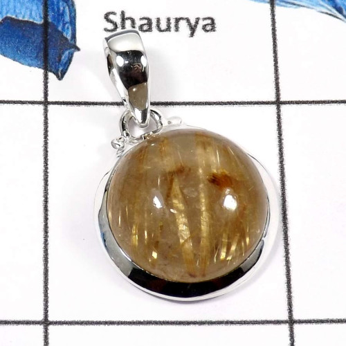 Golden Rutile M - ISP564-Exclusive Golden Rutile Gemstone Handmade Designer Pendants 925 Sterling Silver