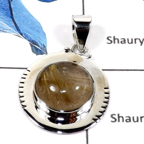 Golden Rutile N - ISP564-Exclusive Golden Rutile Gemstone Handmade Designer Pendants 925 Sterling Silver