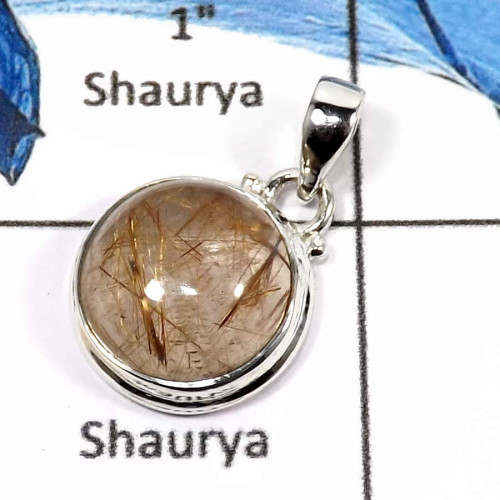 Golden Rutile O - ISP564-Exclusive Golden Rutile Gemstone Handmade Designer Pendants 925 Sterling Silver