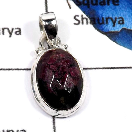 Eudialyte E - SD483-Lovely Eudialyte Gemstone Checker Cut Wholesale Pendants 925 Sterling Silver