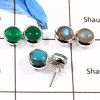 Green Onyx Cab,Labradorite & Blue Copper Turquoise B - SSE843-3 Pairs Mix Cab Glorious Gemstone Wholesale Stud Earrings 925 Ster