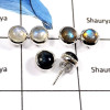 Labradorite Cab,Rainbow Monnstone & Pietersite D - SSE843-3 Pairs Mix Cab Glorious Gemstone Wholesale Stud Earrings 925 Sterling