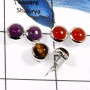 Tiger Eye,Carnelian &Purple Copper Turquoise D - SSE842-3 Pairs Eye Catching Colorful Stud Earrings 925 Sterling Silver