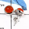 Carnelian Cab B - SSE841-Natural Cabochon Gemstones Party Wear Stud Earrings 925 Sterling Silver