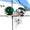 Green Onyx D - SSE841-Natural Cabochon Gemstones Party Wear Stud Earrings 925 Sterling Silver