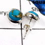 Blue Copper Turquoise G - SSE841-Natural Cabochon Gemstones Party Wear Stud Earrings 925 Sterling Silver
