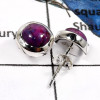 Purple Turquoise J - SSE841-Natural Cabochon Gemstones Party Wear Stud Earrings 925 Sterling Silver
