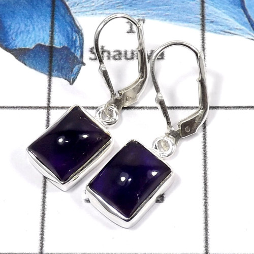 Amethyst Cab A - SPE781-Elegant Amethyst Cab Plain Setting Pendants 925 Sterling Silver