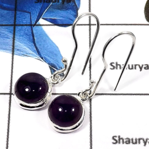 Amethyst Cab B - SPE781-Elegant Amethyst Cab Plain Setting Pendants 925 Sterling Silver