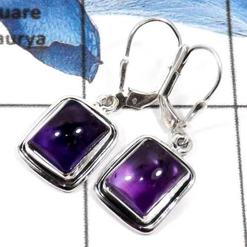 Amethyst Cab C - SPE781-Elegant Amethyst Cab Plain Setting Pendants 925 Sterling Silver