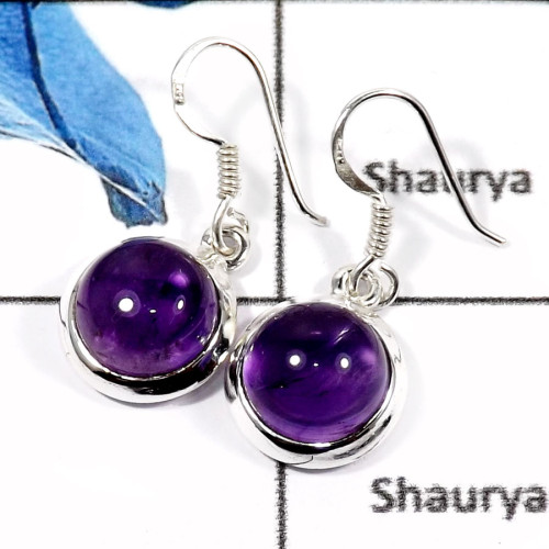 Amethyst Cab E - SPE781-Elegant Amethyst Cab Plain Setting Pendants 925 Sterling Silver