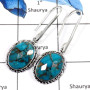 Blue Copper Turquoise F - SPE777-Pretty Look Gemstone Blue Copper Turquoise Handmade Earrings 925 Sterling Silver