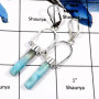 Larimar Cab F - SDE619-Eye Catching Larimar Tubes Designer Drop Earrings 925 Sterling Silver