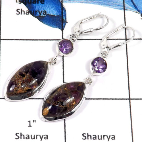 Mohave Amethyst Copper & Amethyst Cut A - SPE775-Beautiful Mohave Amethyst Copper & Amethyst Cut Wholesale Earrings 925 Sterling