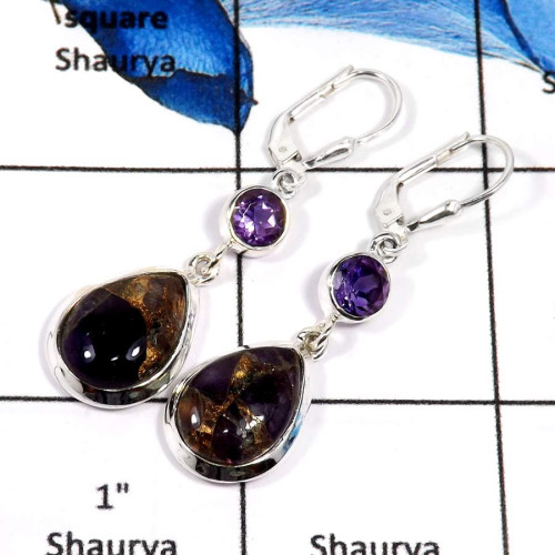 Mohave Amethyst Copper & Amethyst Cut C - SPE775-Beautiful Mohave Amethyst Copper & Amethyst Cut Wholesale Earrings 925 Sterling