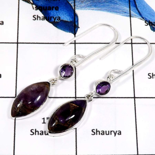 Mohave Amethyst Copper & Amethyst Cut D - SPE775-Beautiful Mohave Amethyst Copper & Amethyst Cut Wholesale Earrings 925 Sterling