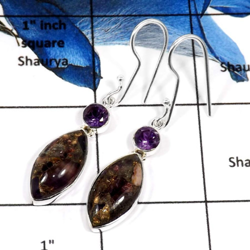 Mohave Amethyst Copper & Amethyst Cut E - SPE775-Beautiful Mohave Amethyst Copper & Amethyst Cut Wholesale Earrings 925 Sterling