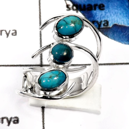 Crysocolla A - SDR557-Attractive Party Wear Handmade Designer Rings 925 Sterling Silver Crysocolla A - SDR557-Attractive Party Wear Handmade Designer Rings 925 Sterling Silver