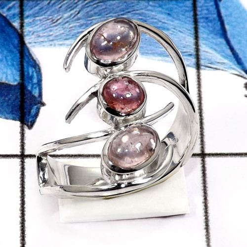 Pink Tourmaline  C - SDR557-Attractive Party Wear Handmade Designer Rings 925 Sterling Silver