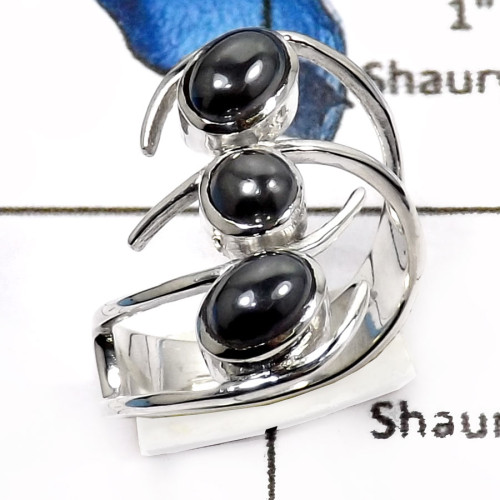 Hematite D - SDR557-Attractive Party Wear Handmade Designer Rings 925 Sterling Silver