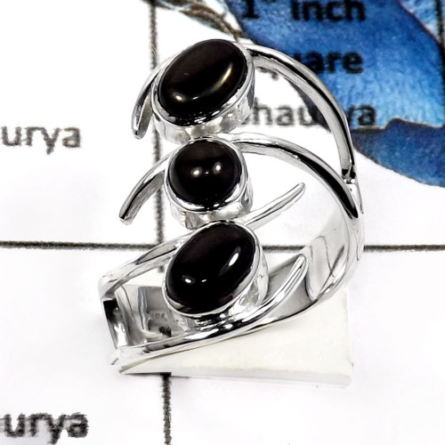 Black Onyx E - SDR557-Attractive Party Wear Handmade Designer Rings 925 Sterling Silver