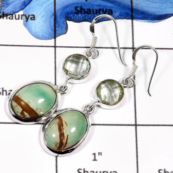 Verasite & Green Amethyst E - SPE771-Glorious Verasite & Green Amethyst Cut Handmade Wholesale Earrings 925 Sterling Silver Verasite & Green Amethyst E - SPE771-Glorious Verasite & Green Amethyst Cut Handmade Wholesale Earrings 925 Sterling Silver