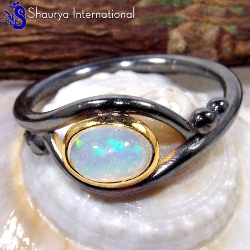 Ethiopian Opal A - SFJ883-Multi Fire Ethiopian Opal Party Wear Rings 925 Sterling Silver Ethiopian Opal A - SFJ883-Multi Fire Ethiopian Opal Party Wear Rings 925 Sterling Silver