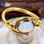 Ethiopian Opal B - SFJ883-Multi Fire Ethiopian Opal Party Wear Rings 925 Sterling Silver